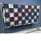 c.1900's ANTIQUE INDIGO CALICO SIGNATURES ALBUM QUILT TOP ... 210cm/168cm