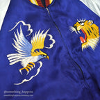 1950s JAPAN SOUVENIR JACKET (Sukajan) - Eagle, Tiger, Dragon design, Cherry zipper...