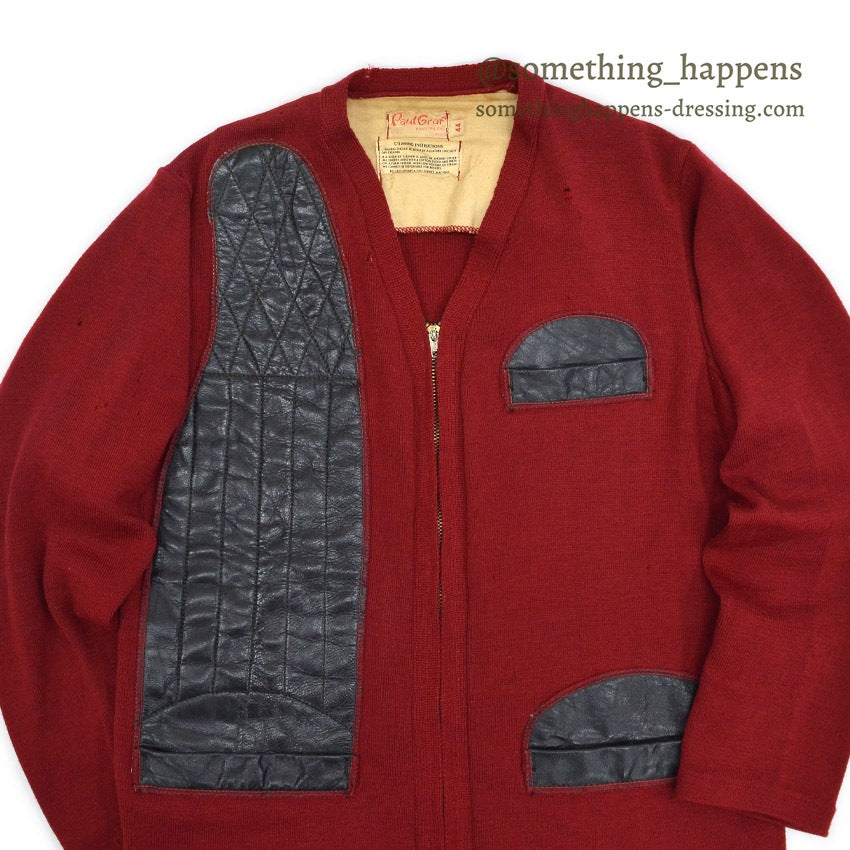 1960's PAUL GRAF SHOOTING ZIP UP WOOL CARDIGAN DARK RED... 44