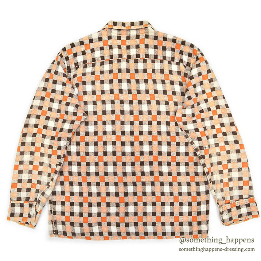 1950's~ CHECKERED ALL COTTON PRINT FLANNEL SHIRT ...