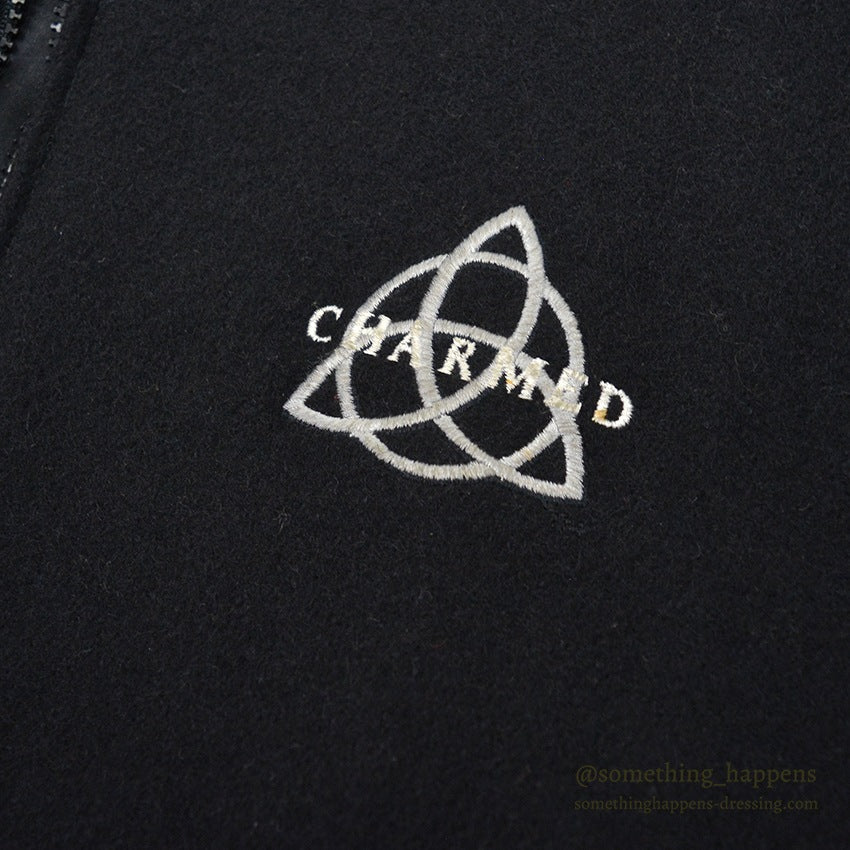 1990's~ CHARMED ALL BALCK WOOL / LEATHER JACKET .... M