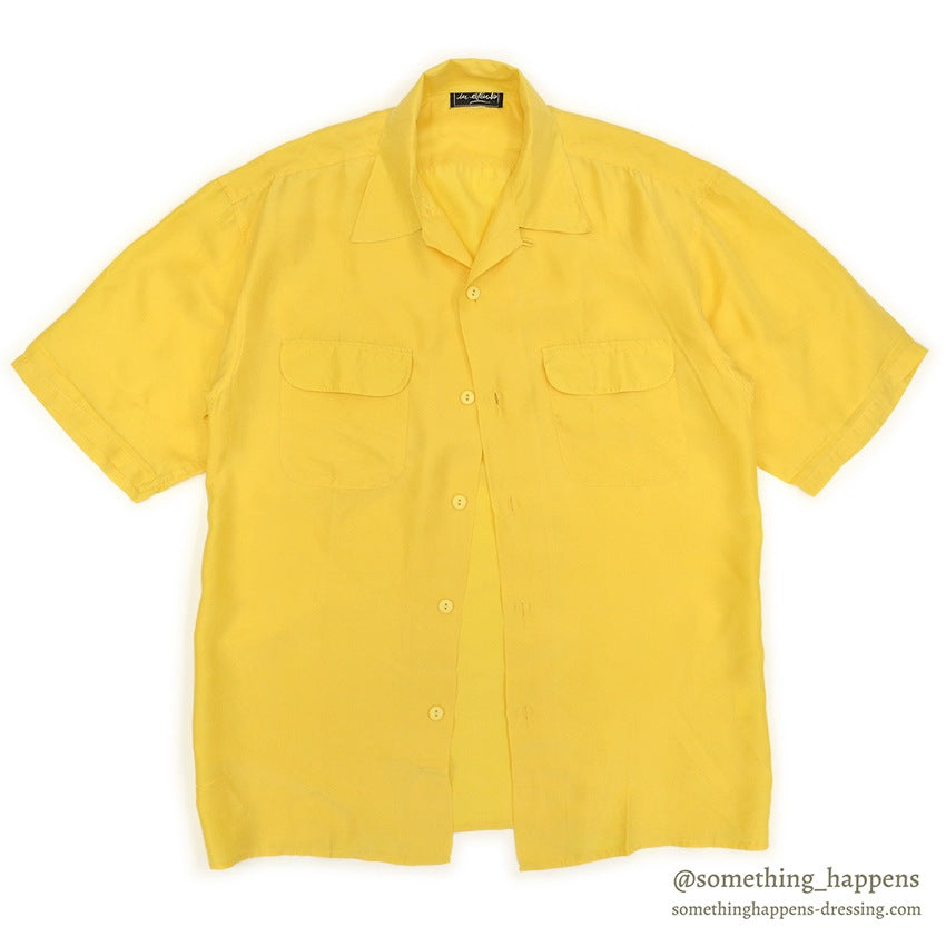 1980's~ YELLOW SILK S/S SHIRT...