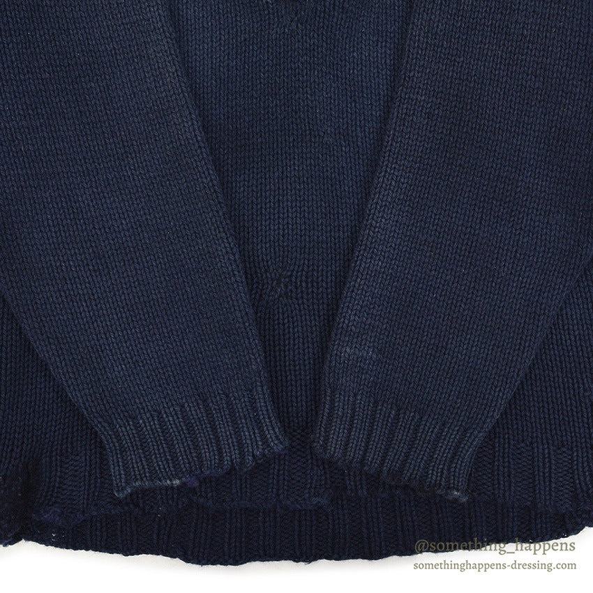 1930's~ OLD DARK NAVY KNIT WOOL SWEATER / FADED...