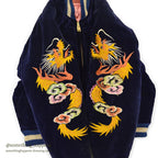 1950s- JAPAN SOUVENIR JACKET FOR KIDS (Sukajan) - Navy Velvet with YKK Zipper...