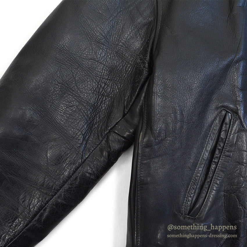 1950's HORSEHIDE ALL BLACK LEATHER SPORT JACKET / RARE DETAIL ...