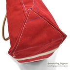 1980's L.L.BEAN CANVAS TOTE BAG LEATHER HANDLE / RED ... LARGE