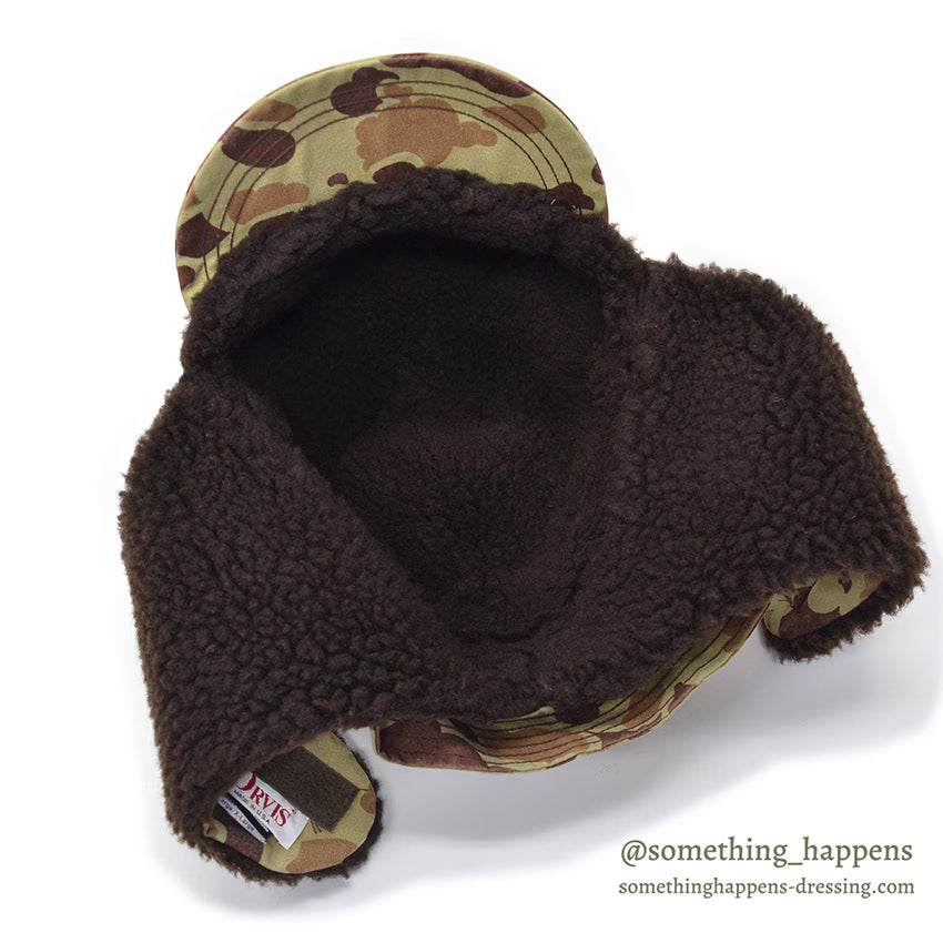 1980's ORVIS DUCK HUNTER CAMO GORE-TEX CAP WITH EAR FLAPS ... L/XL