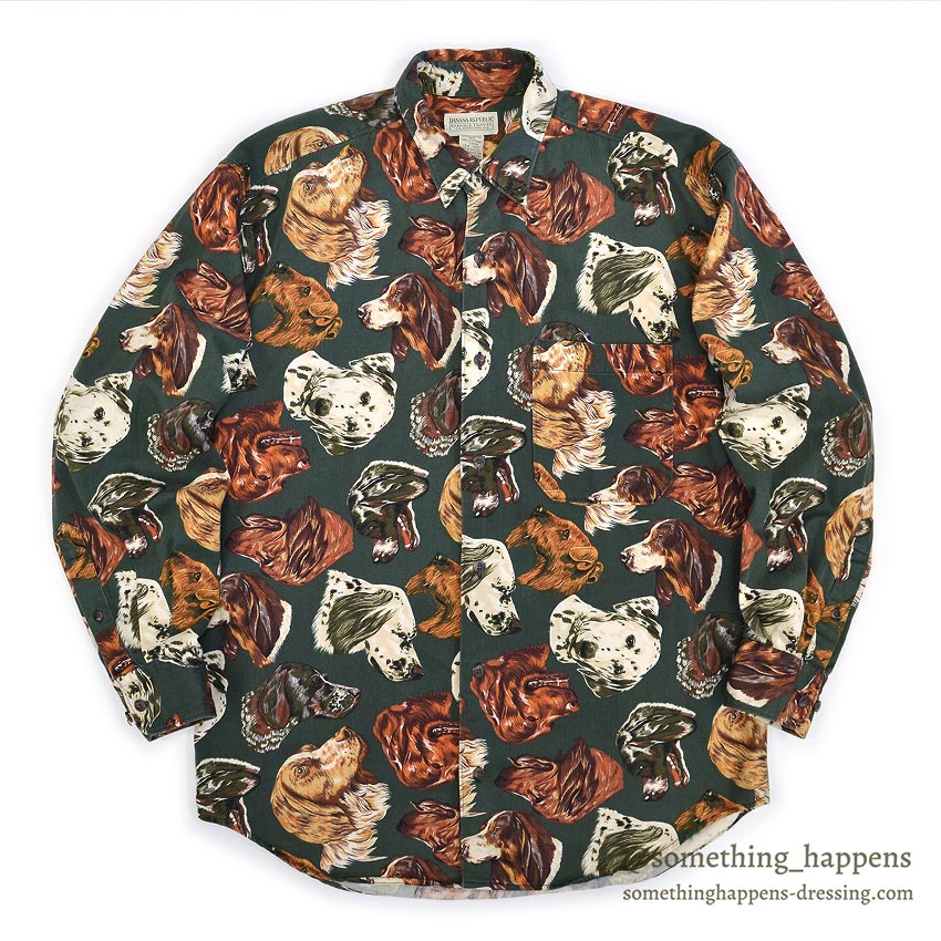 1980's BANANA REPUBLIC SAFARI & TRAVEL DOG ​​PRINT SHIRT 2 ... M