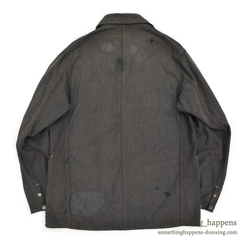 1930's MONTGOMERY WARD SALT AND PEPPER COVERALL / CHIN STRAP & SNAP BUTTON...