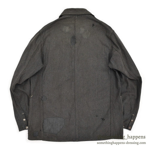 1930's MONTGOMERY WARD SALT AND PEPPER COVERALL / CHIN STRAP & SNAP BUTTON...