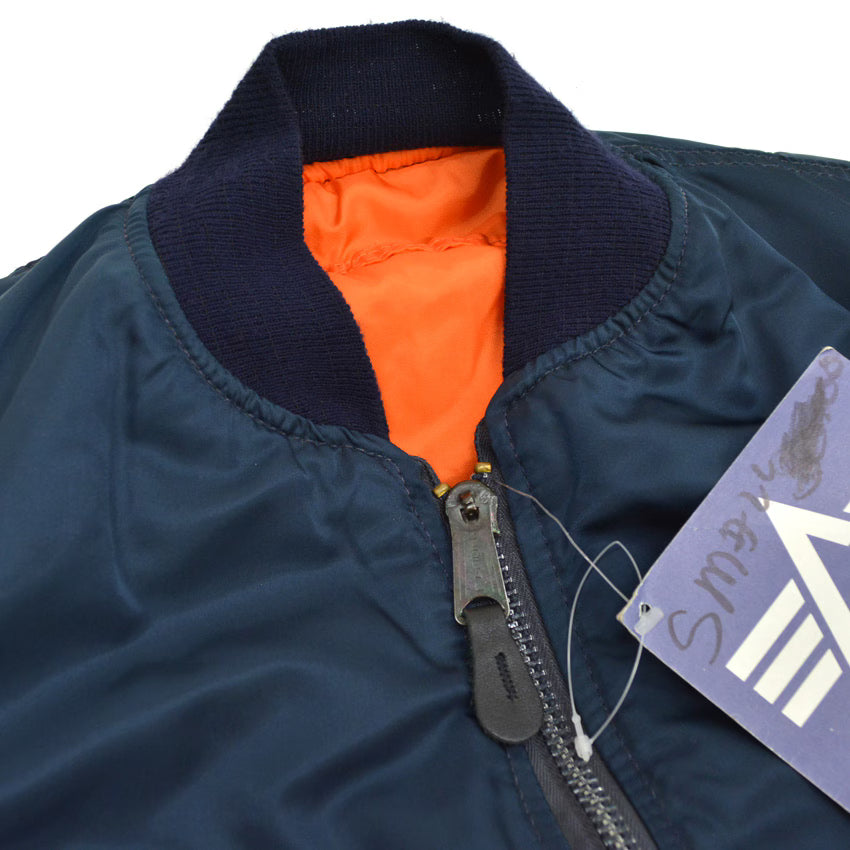 90's Deadstock Alpha MA-1 Flight Jacket Navy ... SMALL