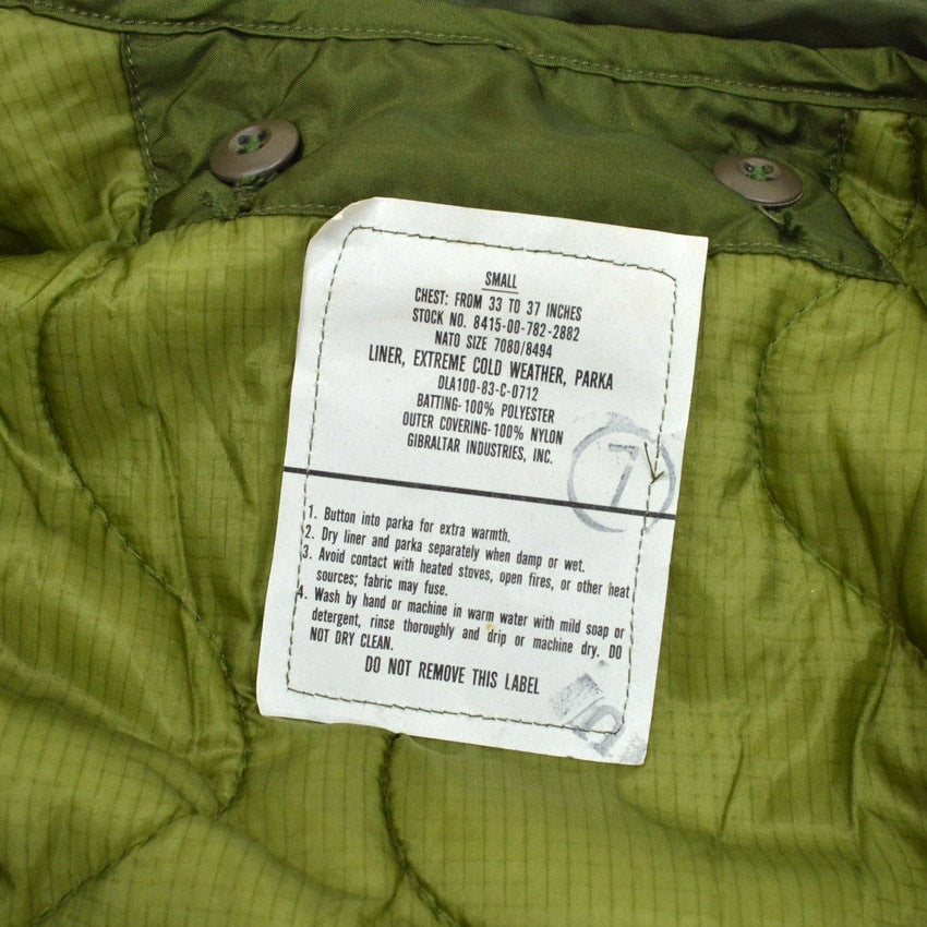 70's Deadstock US ARMY M-65 Fishtail Parka 3-Piece Set... Size S