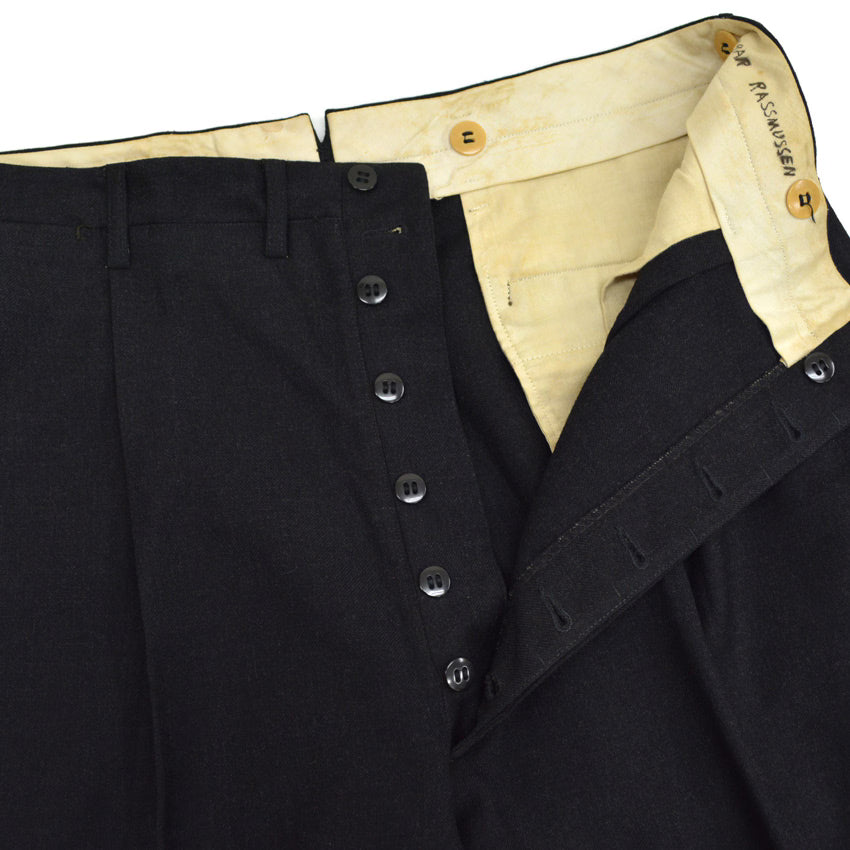 40's~ Black wool work trousers...W32×L32