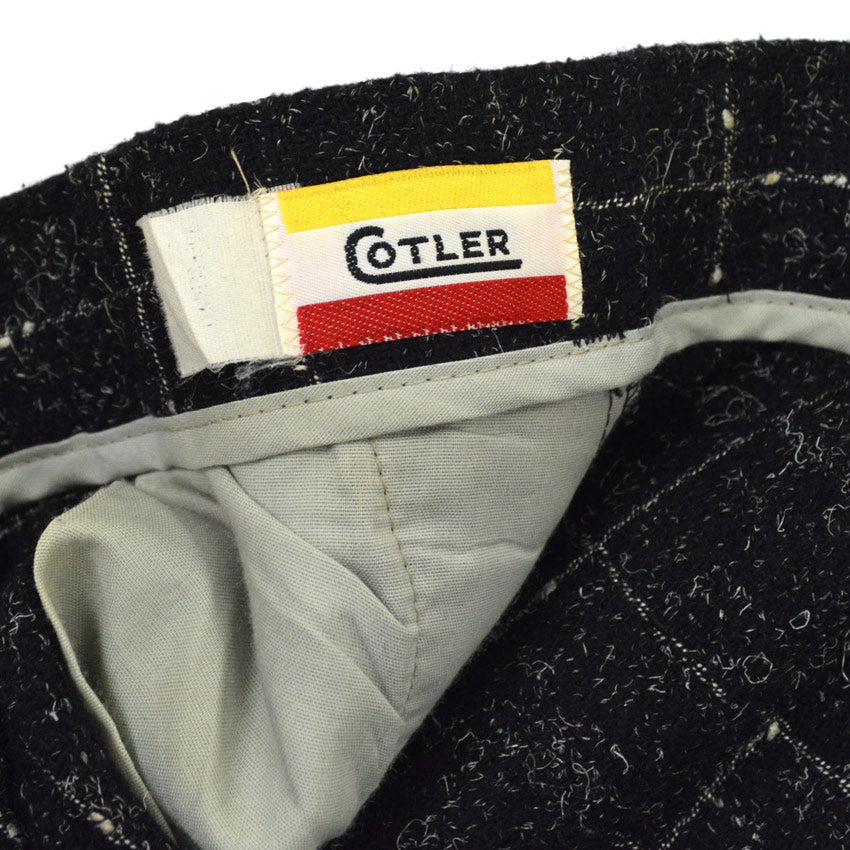 70's COTLER Fleck Pattern Black Wool Slacks...