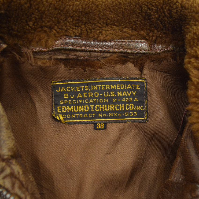 1940's USNAVY M-422A FLIGHT JACKET EDMUND T.CHURCH CO... 38