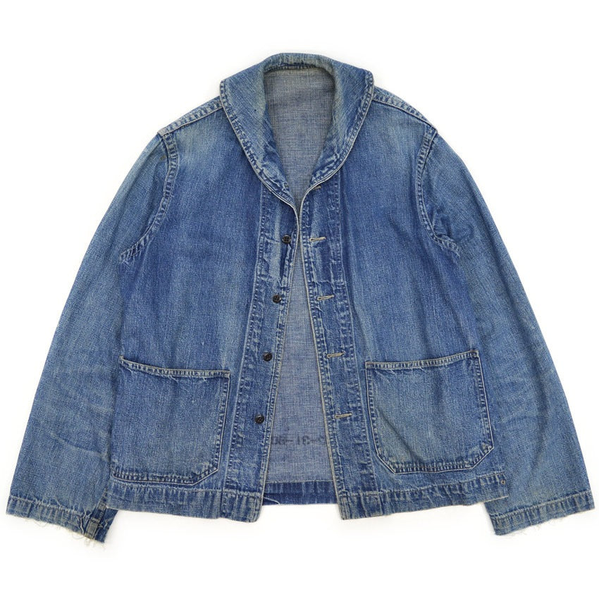 1940's USNAVY WW2 SHAWL COLLAR DENIM JACKET... As is