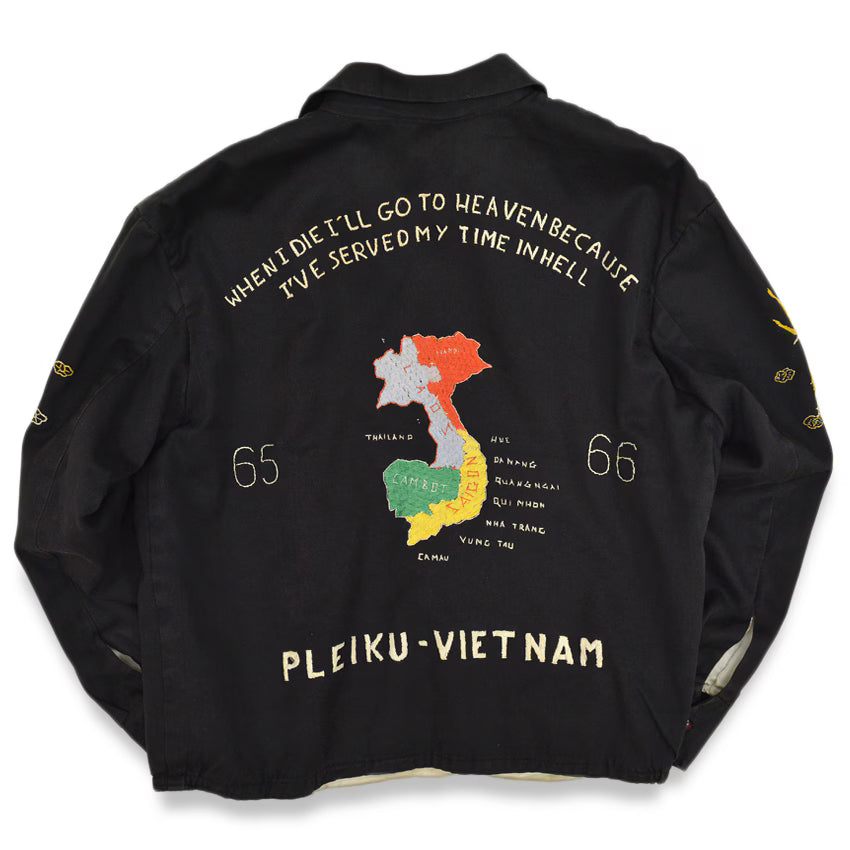 1960s VIETNAM SOUVENIR JACKET (Vietnamese style jacket) 65-66 with embroidered name...