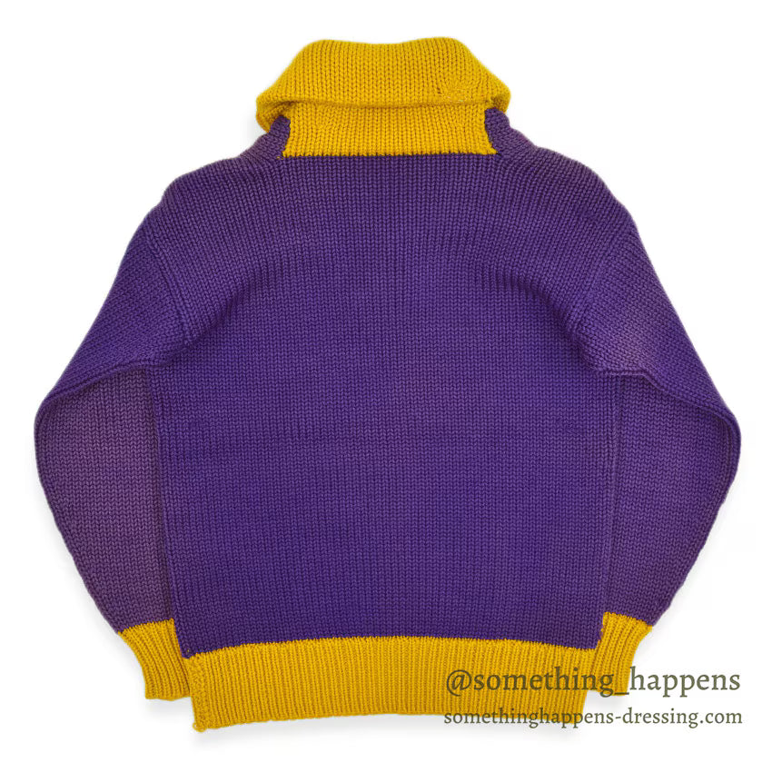1930's~ TWO TONE SHAWL COLLAR PULLOVER WOOL SWEATER...