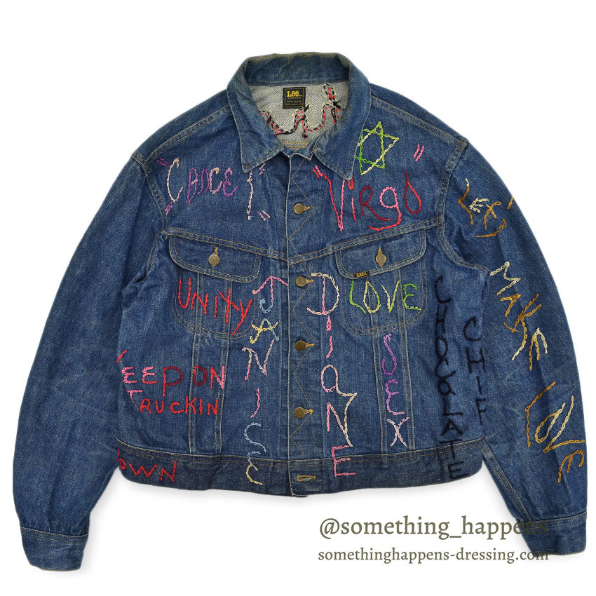 1970's Lee EMBROIDERY DENIM JACKET ... Fits like 44