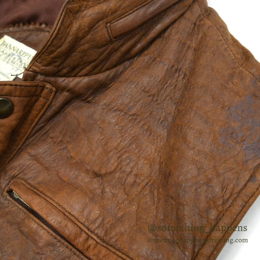 1980's BANANA REPUBLIC PHOTOJOURNALIST LEATHER VEST ... M