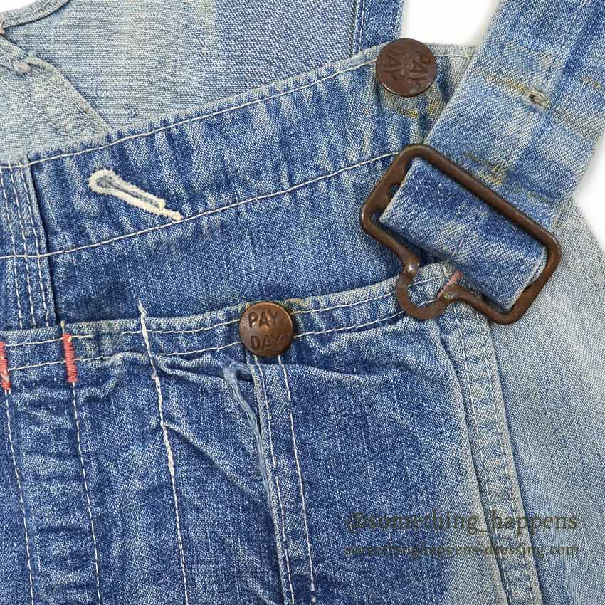 ~1960's PAYDAY INDIGO DENIM OVERALL FADED... W38/L27