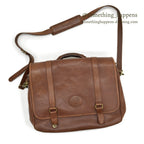 1990's EDDIE BAUER BROWN LEATHER SATCHEL BAG...