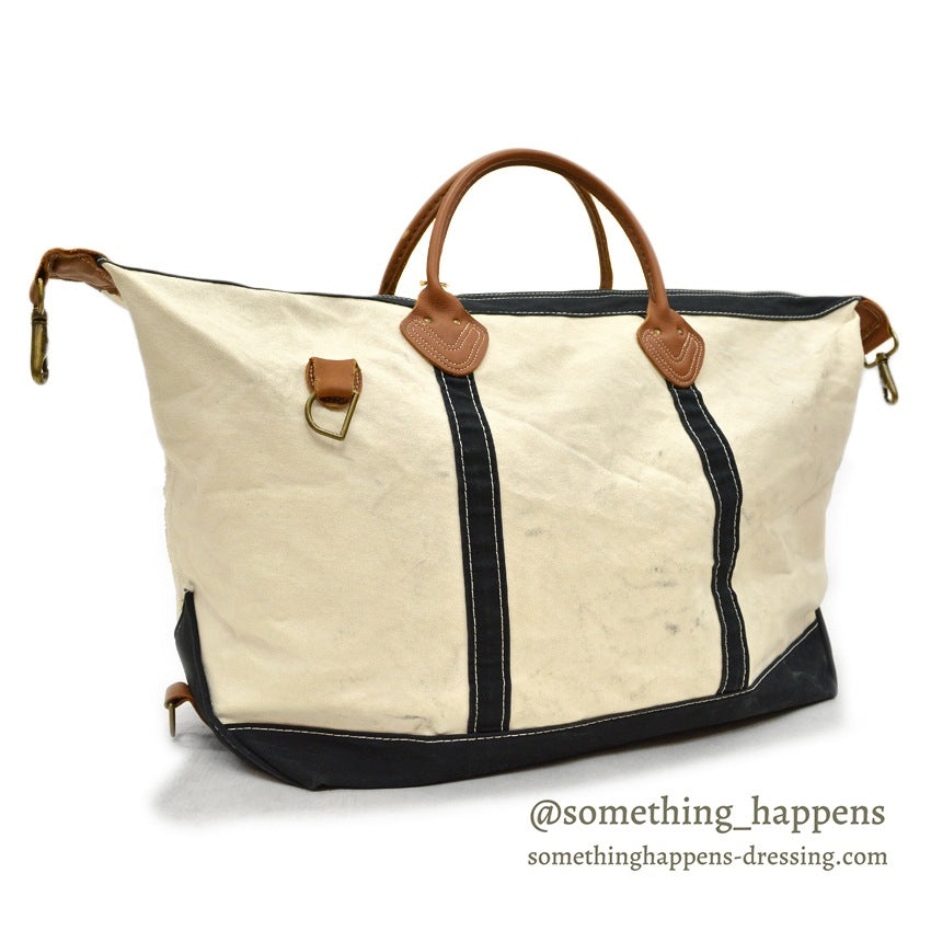 L.L.BEAN LEATHER HANDLE ZIP-TOP TOTE, BOSTON BAG BLACK ... USA製