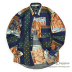 1990's BOSTON PREPATORY CO. DOG PRINT B/D SHIRT ... M