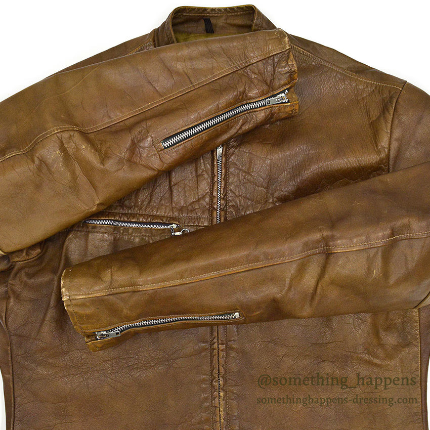 1960's HARLEY DAVIDSON CAFE RACER LEATHER JACKET BROWN...