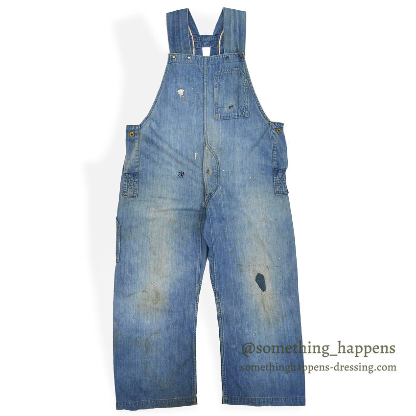 1930's~ WHITE FIELD S&B ONE POCKET DENIM OVERALL ... W39/L28