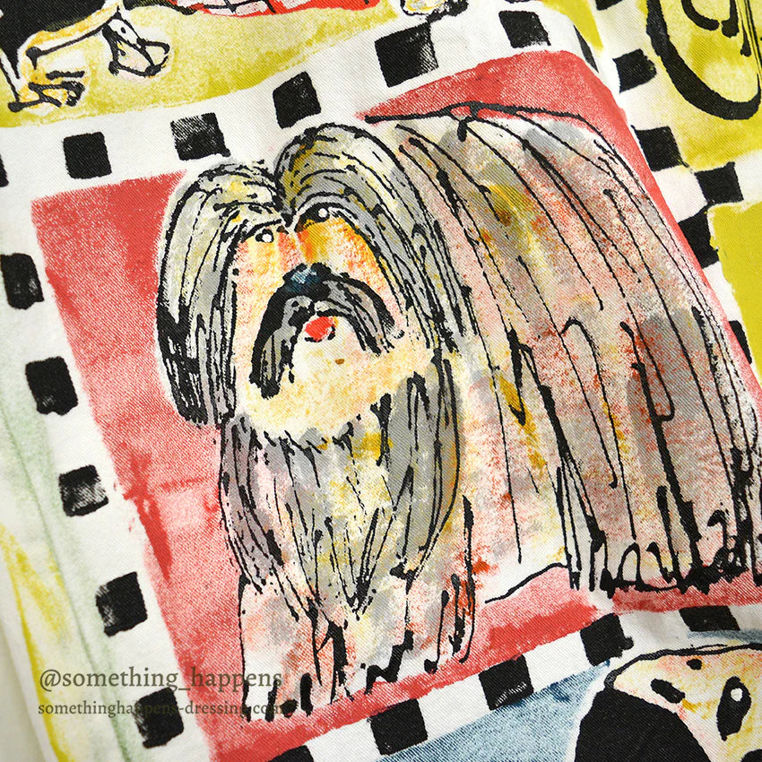 1990's~ FAITHFUL COMPANION DOG ART PAINT WHITE DENIM SHIRT ...