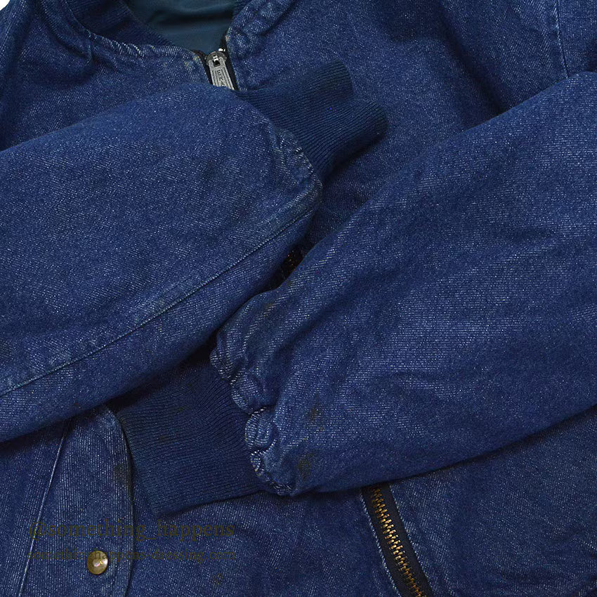 1980's~ HOPE MANUFACTURING, INC. MA-1 DENIM/NYLON FLIGHT JACKET ... L