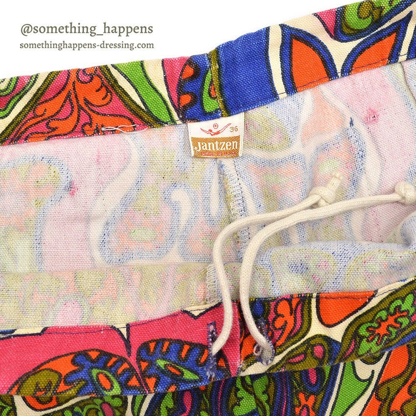 1960's JANTZEN LOVE ME ALL OVER PRINT COTTON PANTS... 36