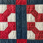 ANTIQUE BOWTIE PATCHWORK BANDANA PIECE QUILT... 214cm/170cm