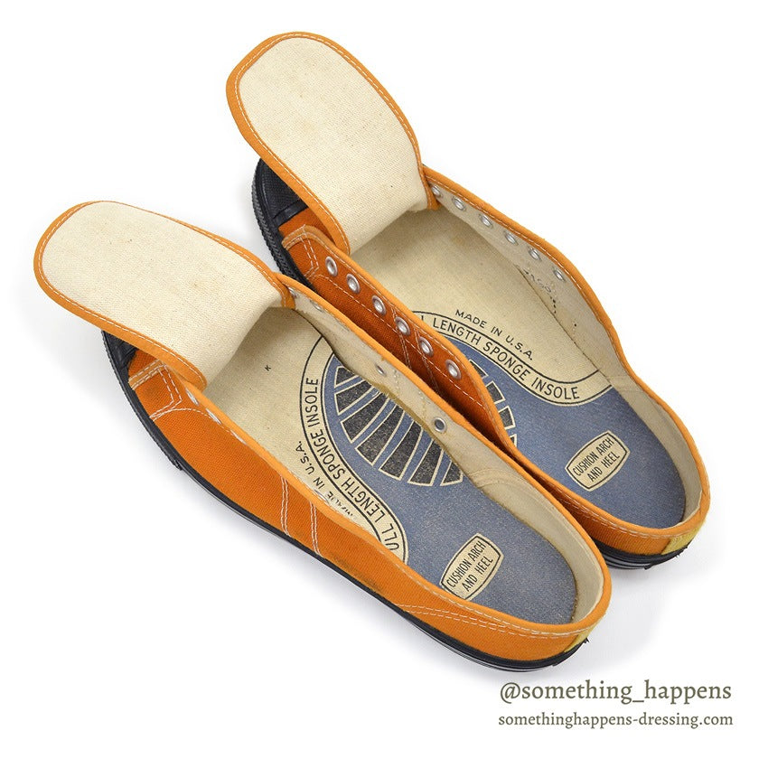 1970's DEADSTOCK UNKNOWN ORANGE/BLACK CANVAS SHOES...8