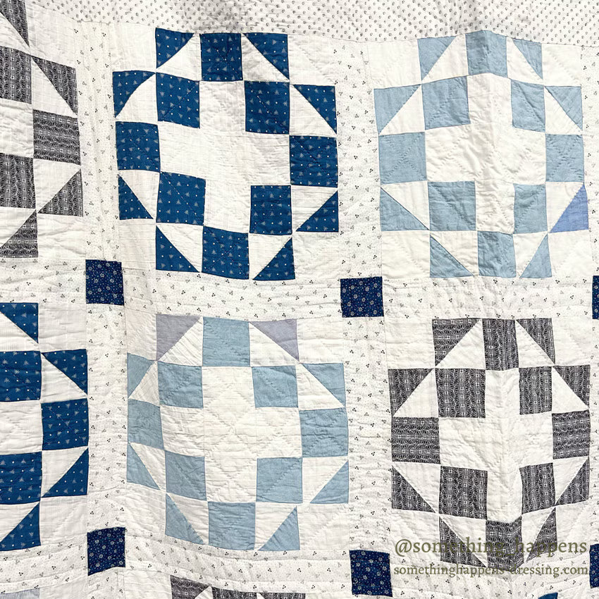 ANTIQUE CALICO PATCHWORK QUILT SUPER CLEAN... 197cm/193cm