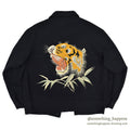 1950's~ JAPAN SOUVENIR JACKET TIGER HEAD UNUSUAL JACKET BLACK...