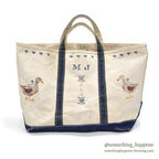 1980's LLBEAN ART PAINT BOAT AND TOTE NAVY... LARGE