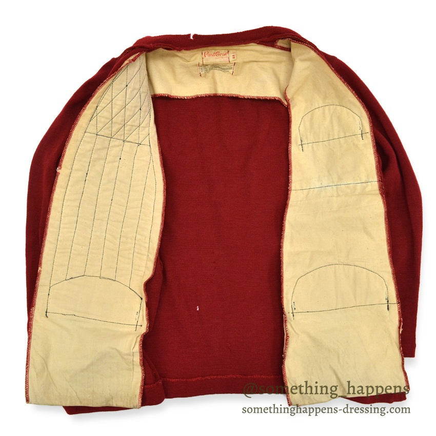 1960's PAUL GRAF SHOOTING ZIP UP WOOL CARDIGAN DARK RED... 44