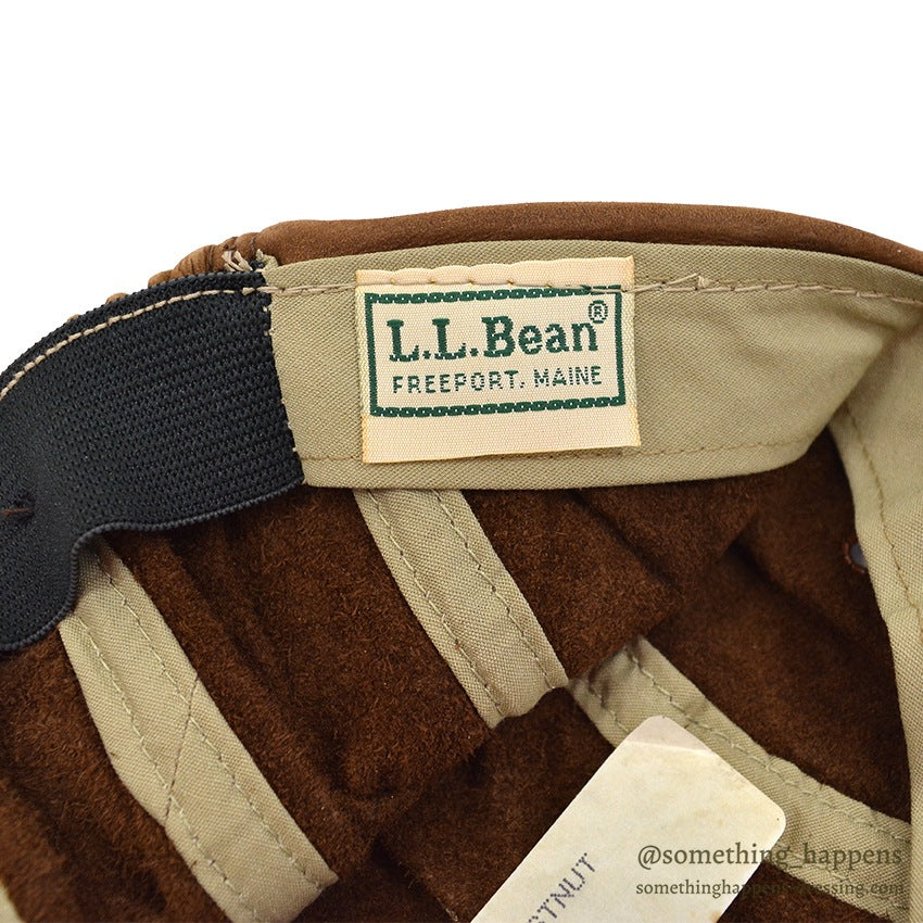 1980's DEADSTOCK LLBEAN CHESTNUT LEATHER CAP...L/XL