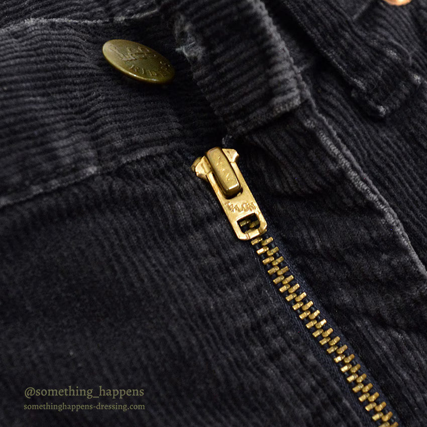 1980's Lee 200 CORDUROY PANTS BLACK 42TALON ... W32/L35