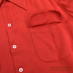 1950's TORNBERG RED RAYON GABARDINE SHIRT RARE SIZE ... XXL
