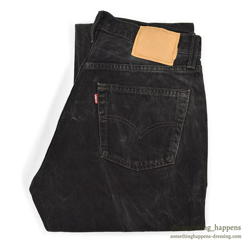 1990's Levi's 501 BLACK DENIM PANTS Made in USA SMOKY FADED... W34/L32