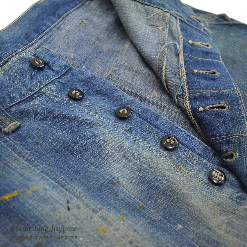 1940's U.S.NAVY WW2 DENIM TROUSERS PAINT SPLATTER/FADED ... W30/L30