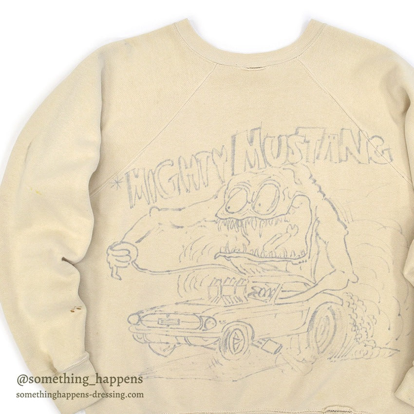 1960's MIGHTY MUSTANG HAND DRAWING SWEAT SHIRT...