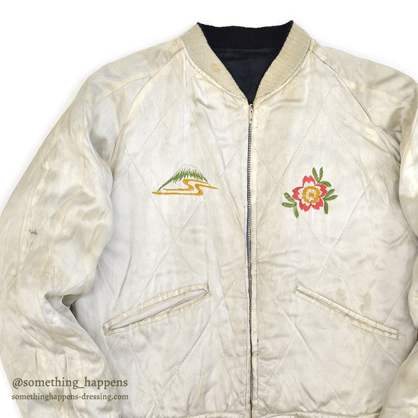 1950's JAPAN SOUVENIR JACKET スカジャン ALL BLACK TTSジッパー ...