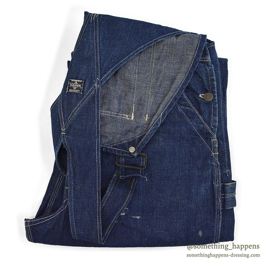 1930's~ WARDS PIONEER DENIM OVERALL / VERY DARK ... W37/L26