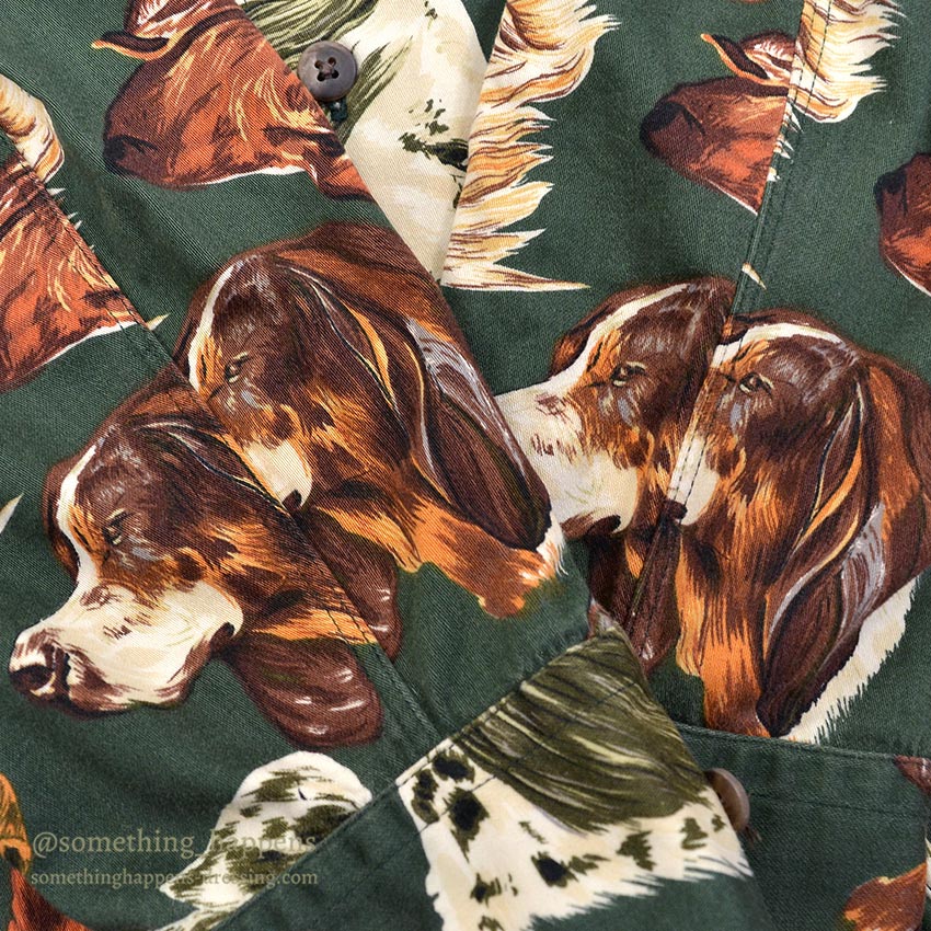 1980's BANANA REPUBLIC SAFARI & TRAVEL DOG ​​PRINT SHIRT 2 ... M