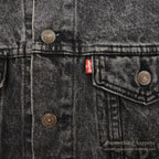 1980's Levi's 70507-0253 ACID WASH BLACK DENIM VEST / CHOPPED ... M
