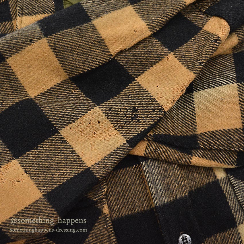 1960's FOX KNAPP PLAID WOOL CPO SHIRT / SUN FADED ... M